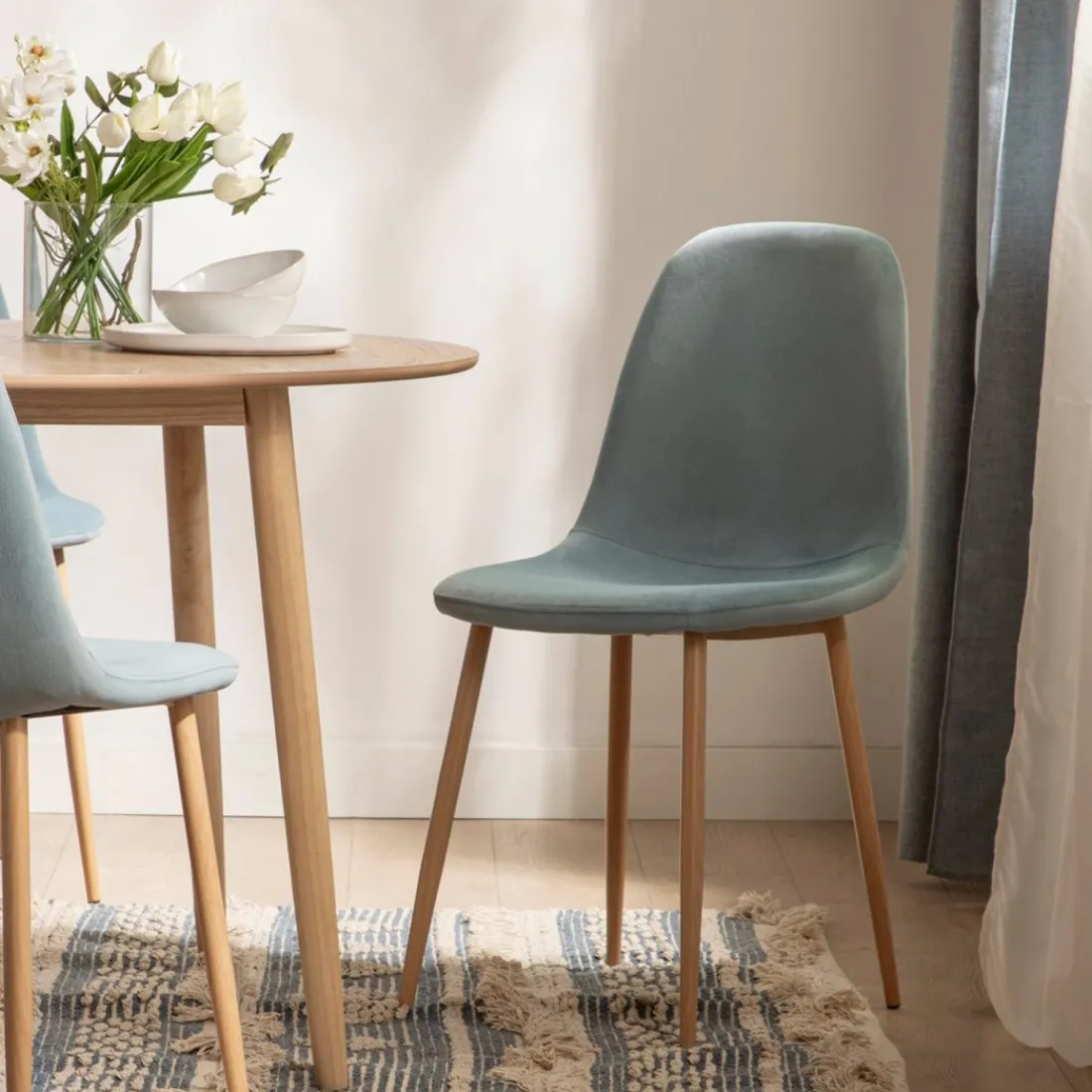 Klast Home Packs 4 Sillas Tapizadas|Sillas De Comedor Y Cocina>Ellis Azul teal