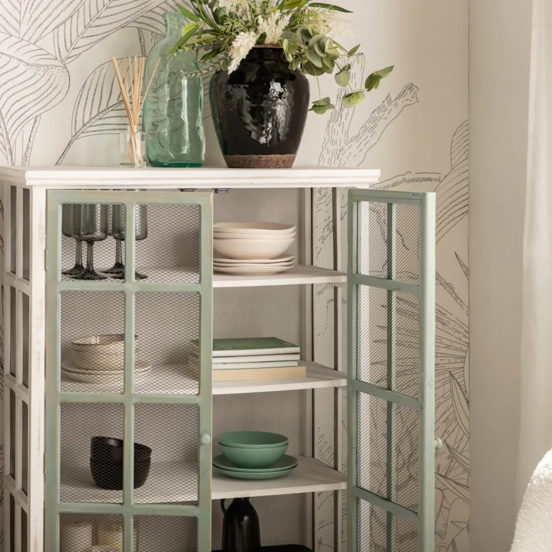 Klast Home Vitrinas>Folk Verde/Blanco