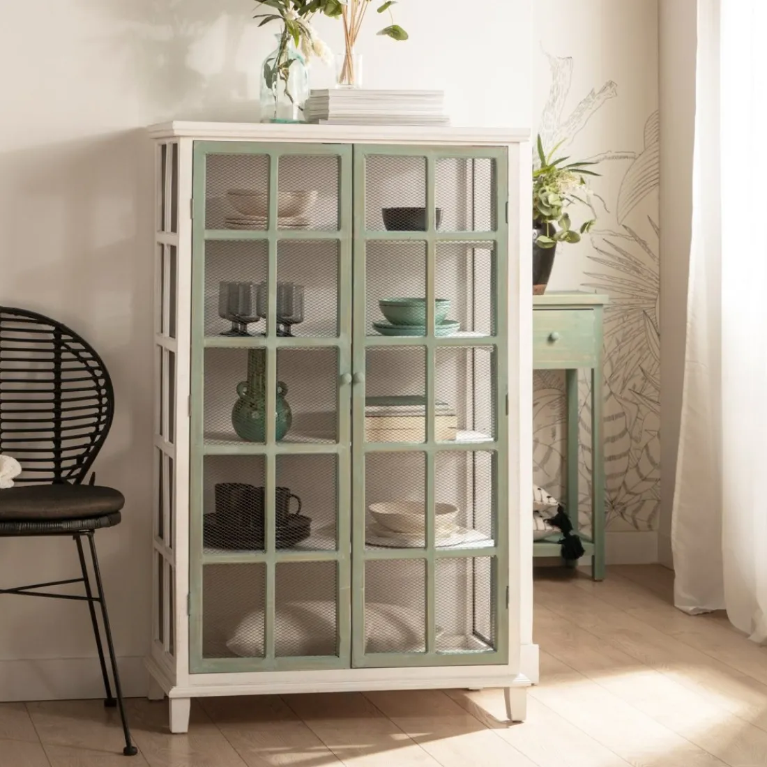 Klast Home Vitrinas>Folk Verde/Blanco